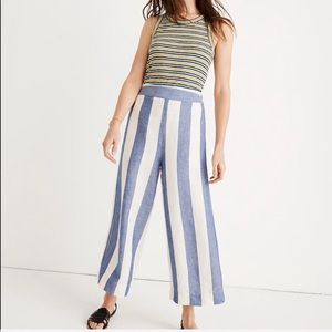 •MADEWELL• Huston Pull On Pants Striped Ivory Blue